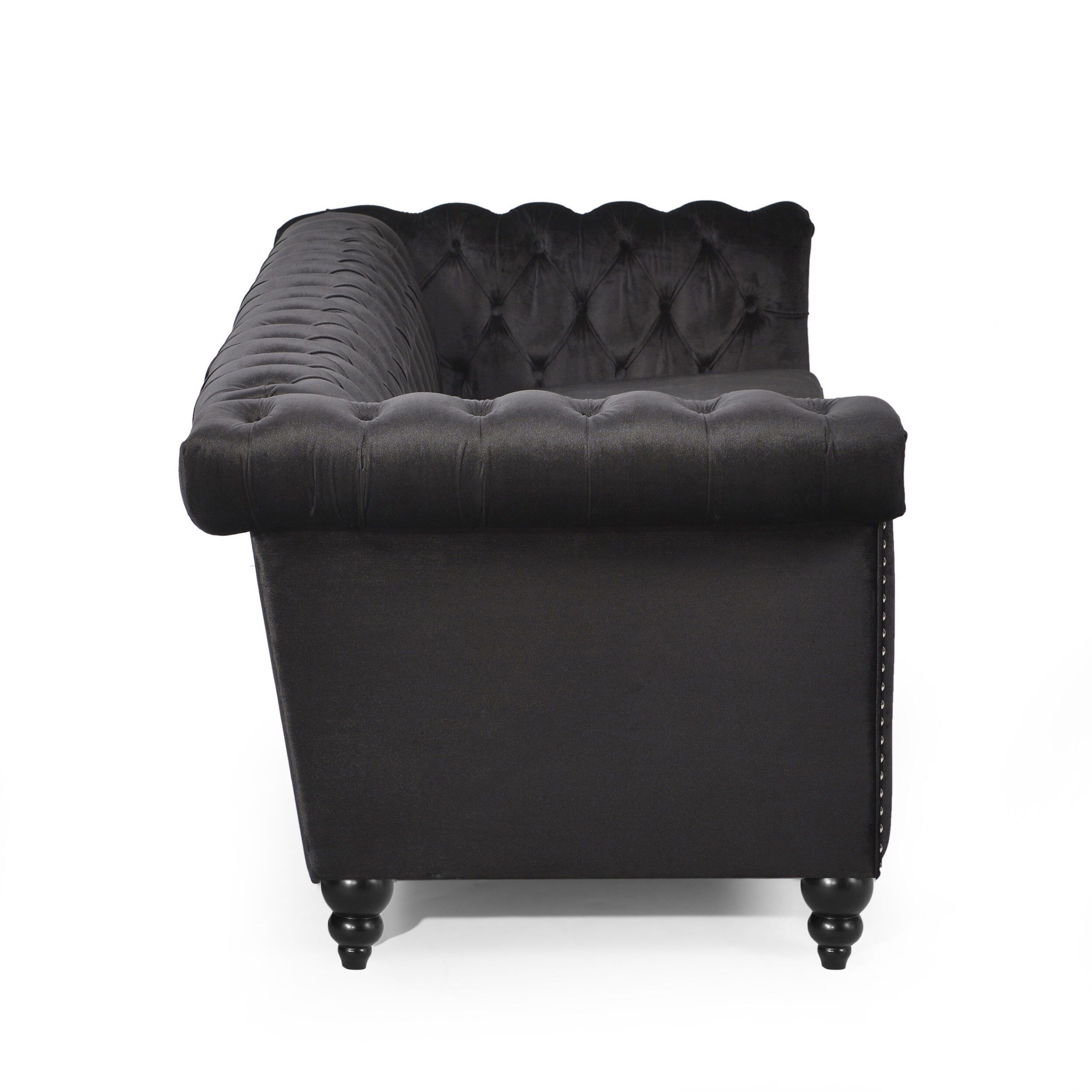 Canapé Chesterfield 3 places avec capitonnage à boutons et clous décoratifs