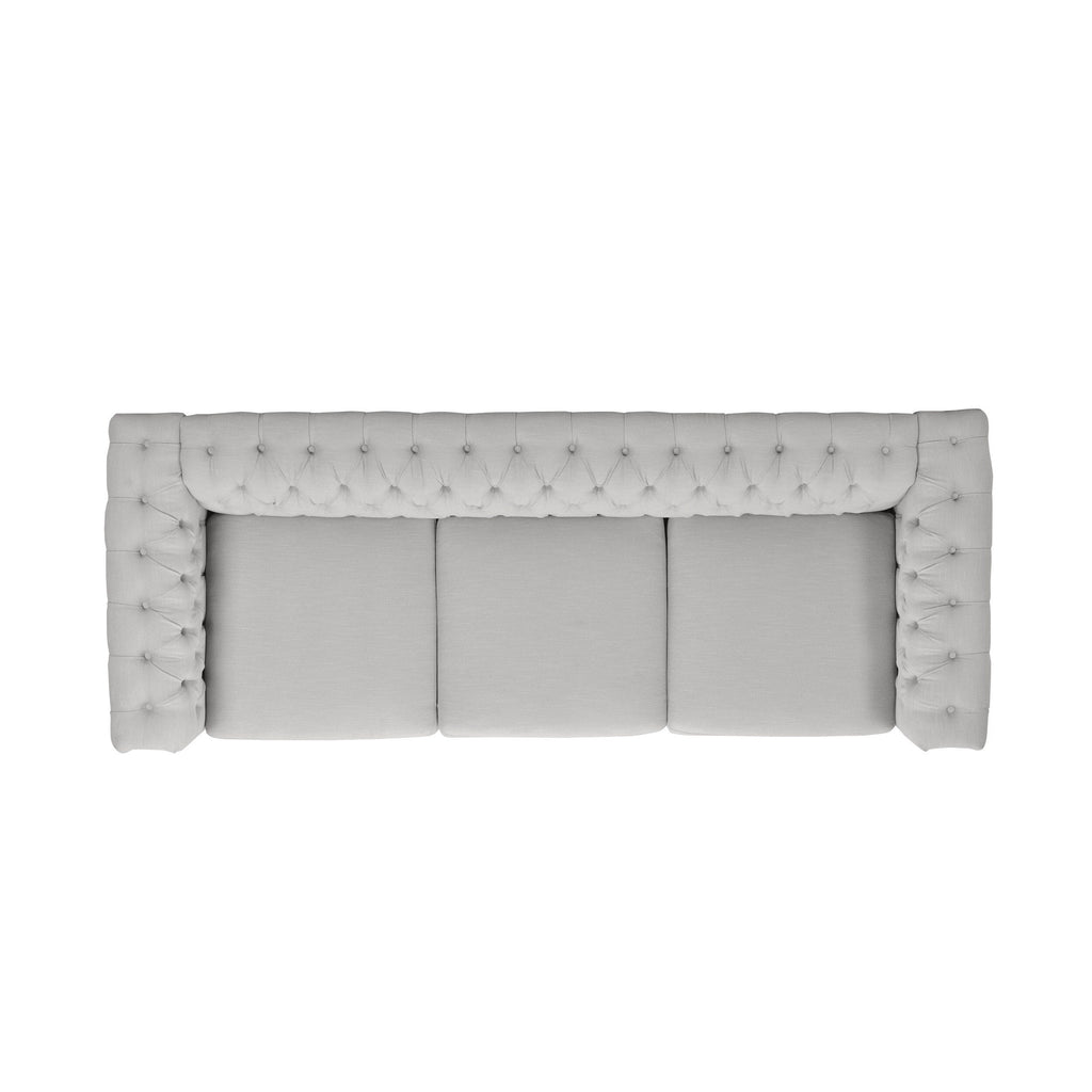Canapé Chesterfield 3 places avec capitonnage à boutons et clous décoratifs