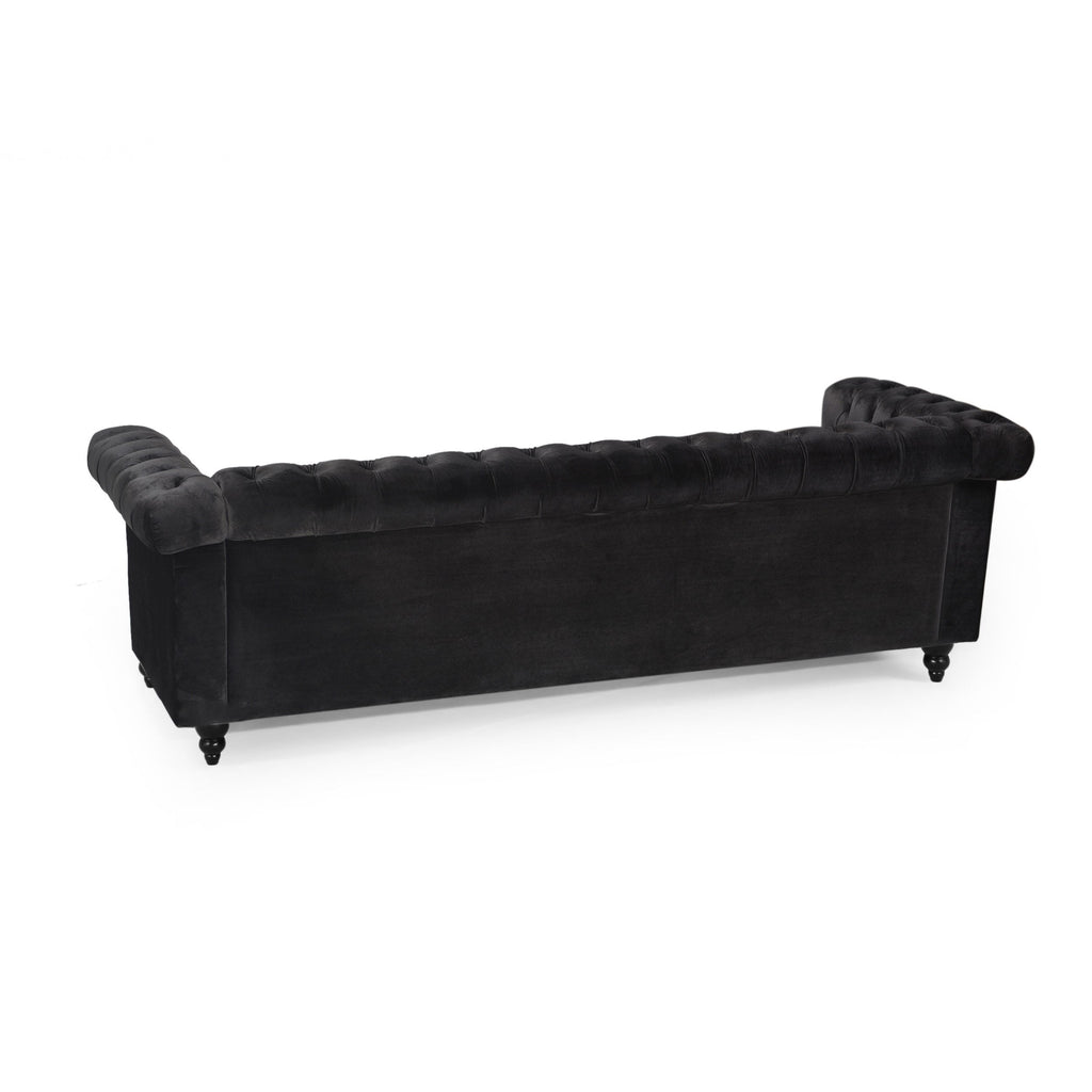 Canapé Chesterfield 3 places avec capitonnage à boutons et clous décoratifs