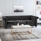 Canapé Chesterfield 3 places avec capitonnage à boutons et clous décoratifs