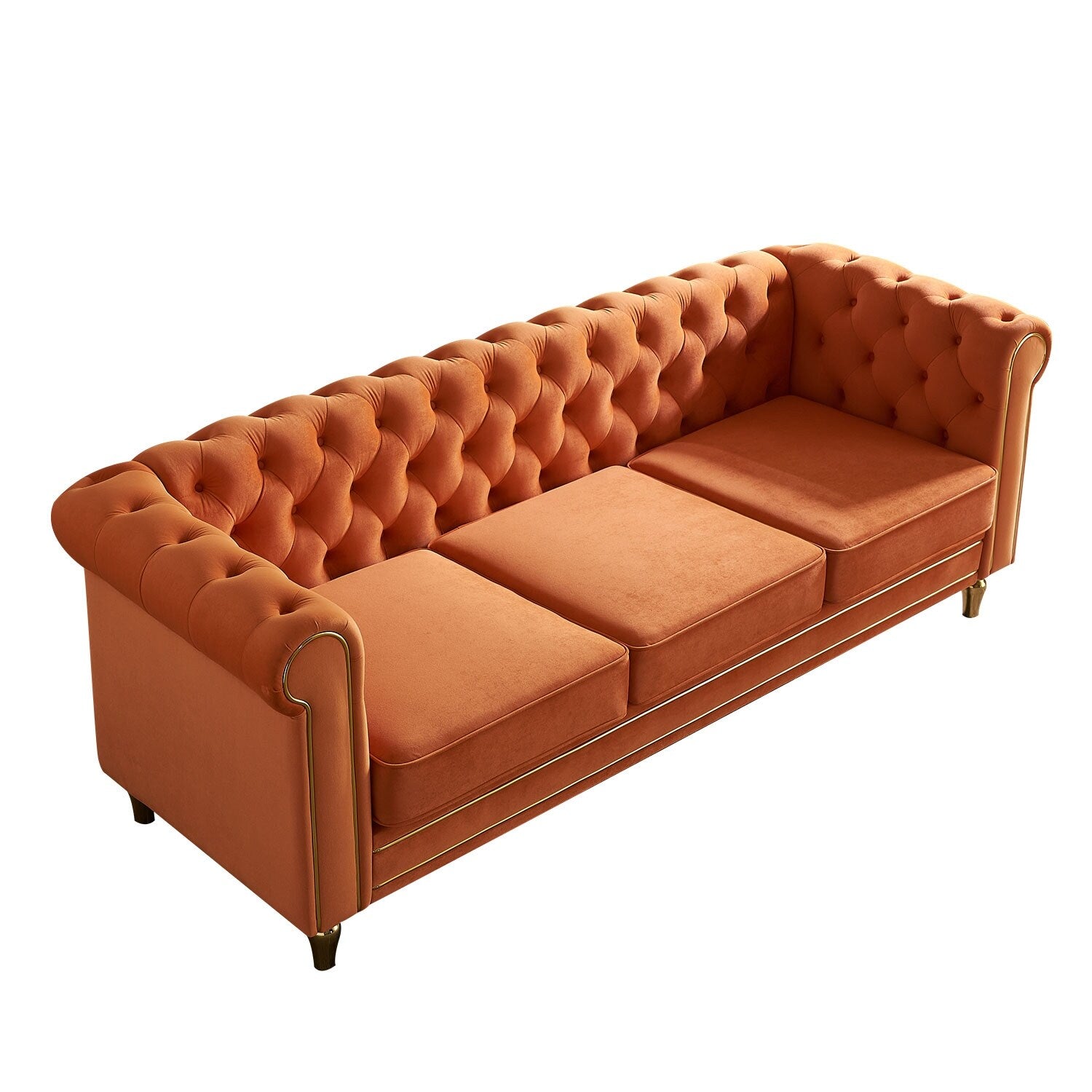 Canapé Chesterfield en velours 84,65 pouces - 30,31 x 31,50 x 84,65