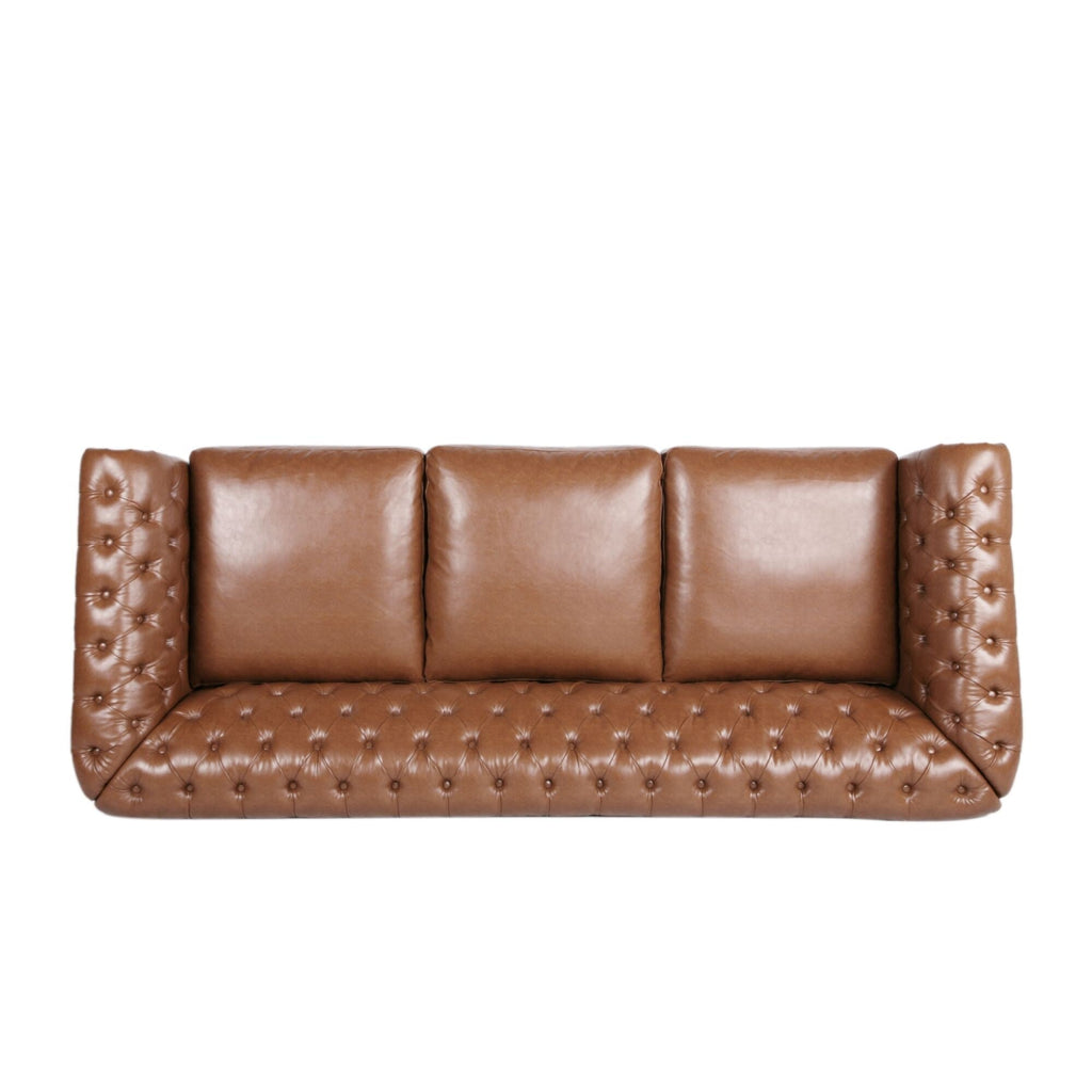Canapé Chesterfield 3 places capitonné à boutons 84,75 avec clous et pieds en bois pour le salon