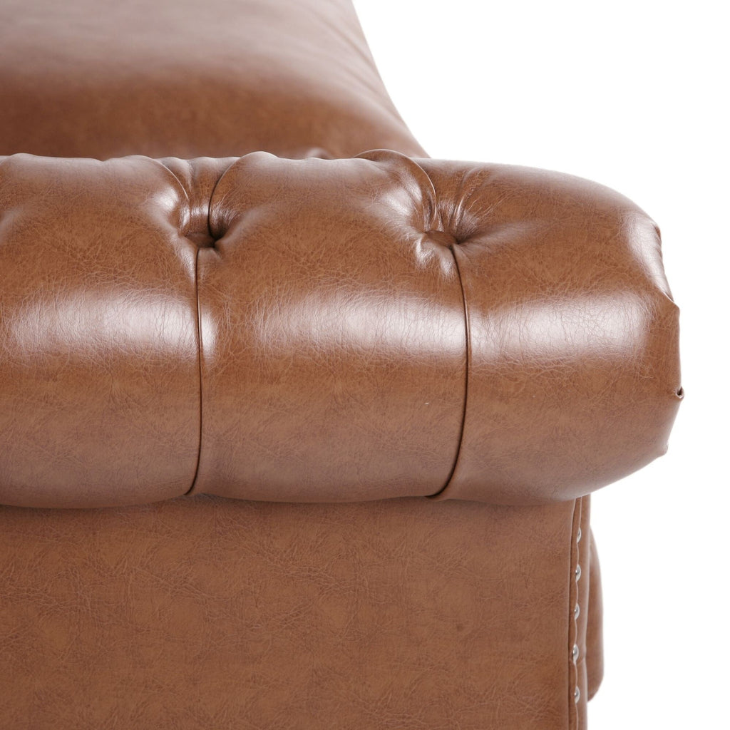 Canapé Chesterfield 3 places capitonné à boutons 84,75 avec clous et pieds en bois pour le salon