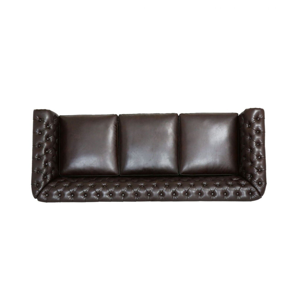 Canapé Chesterfield 3 places capitonné à boutons 84,75 avec clous et pieds en bois pour le salon