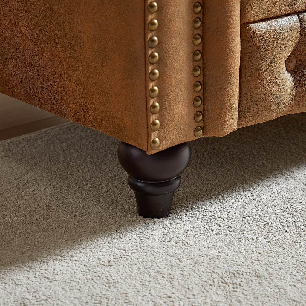 Canapé 3 places Chesterfield 85.5 en tissu technique avec coussins