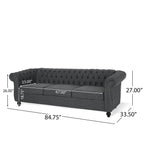 Canapé Chesterfield 3 places capitonné à boutons avec têtes de clous