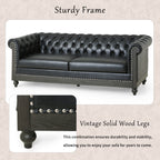 Canapé 3 places Chesterfield en similicuir avec clous