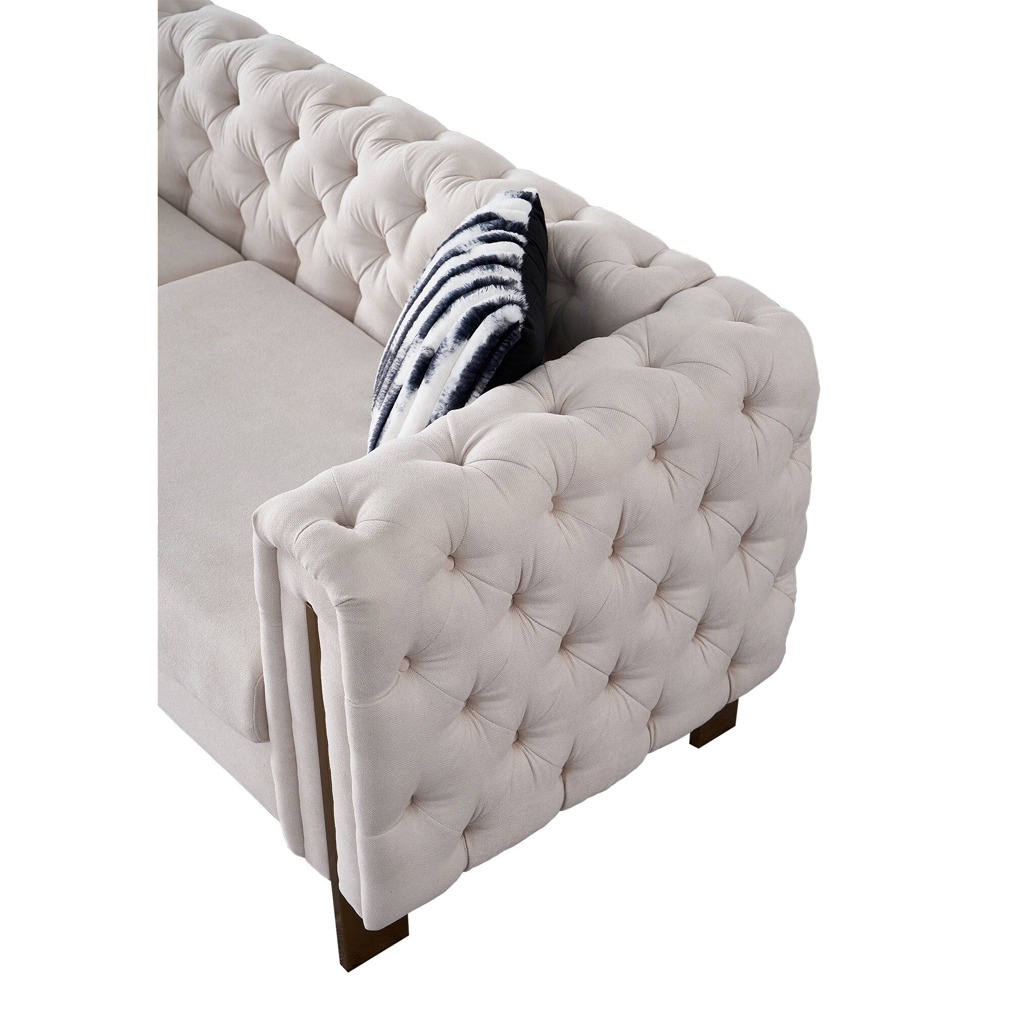 Canapé de salon moderne Chesterfield en velours capitonné