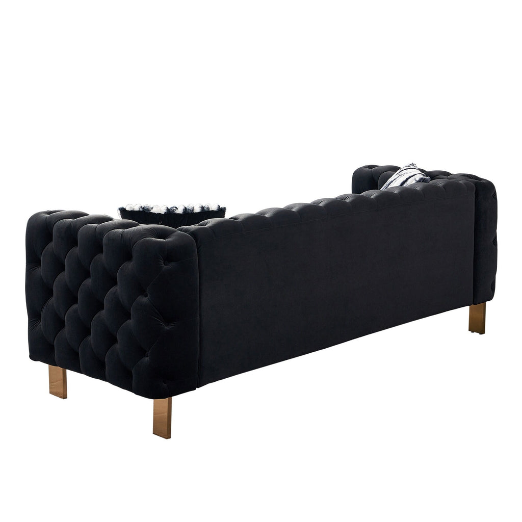 Canapé de salon moderne Chesterfield en velours capitonné