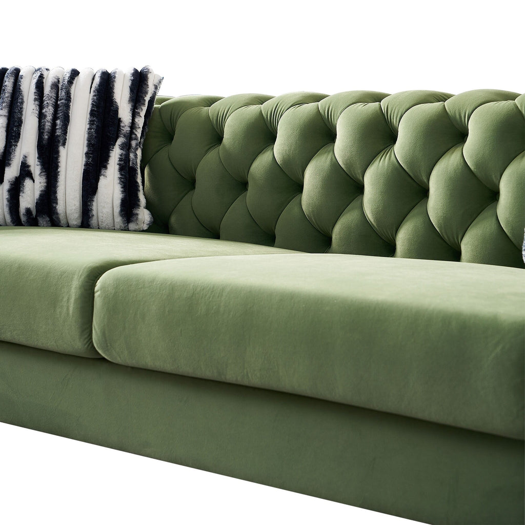 Canapé de salon moderne Chesterfield en velours capitonné