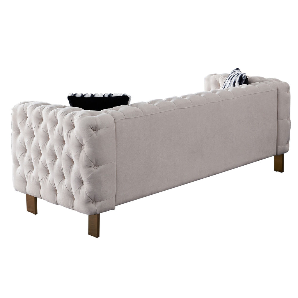 Canapé de salon moderne Chesterfield en velours capitonné