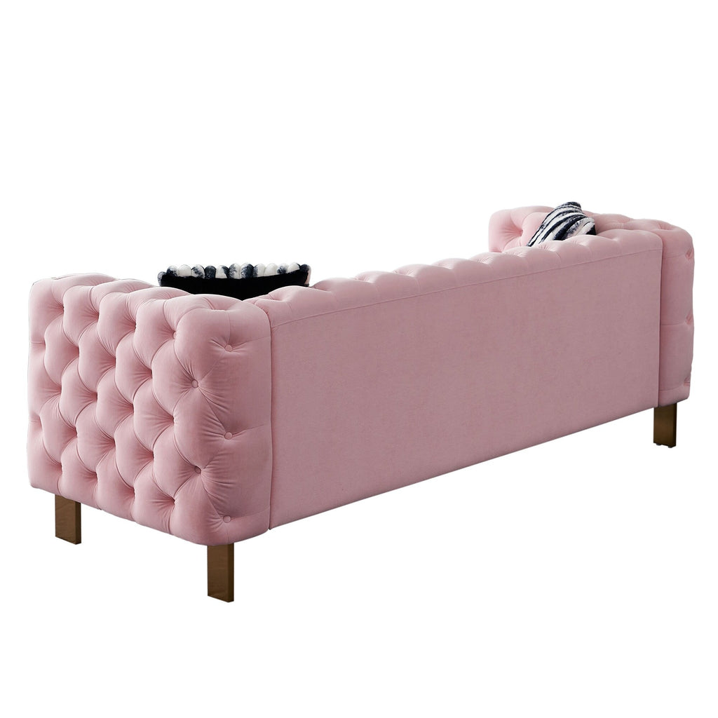Canapé de salon moderne Chesterfield en velours capitonné
