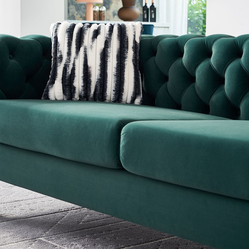 Canapé de salon moderne Chesterfield en velours capitonné