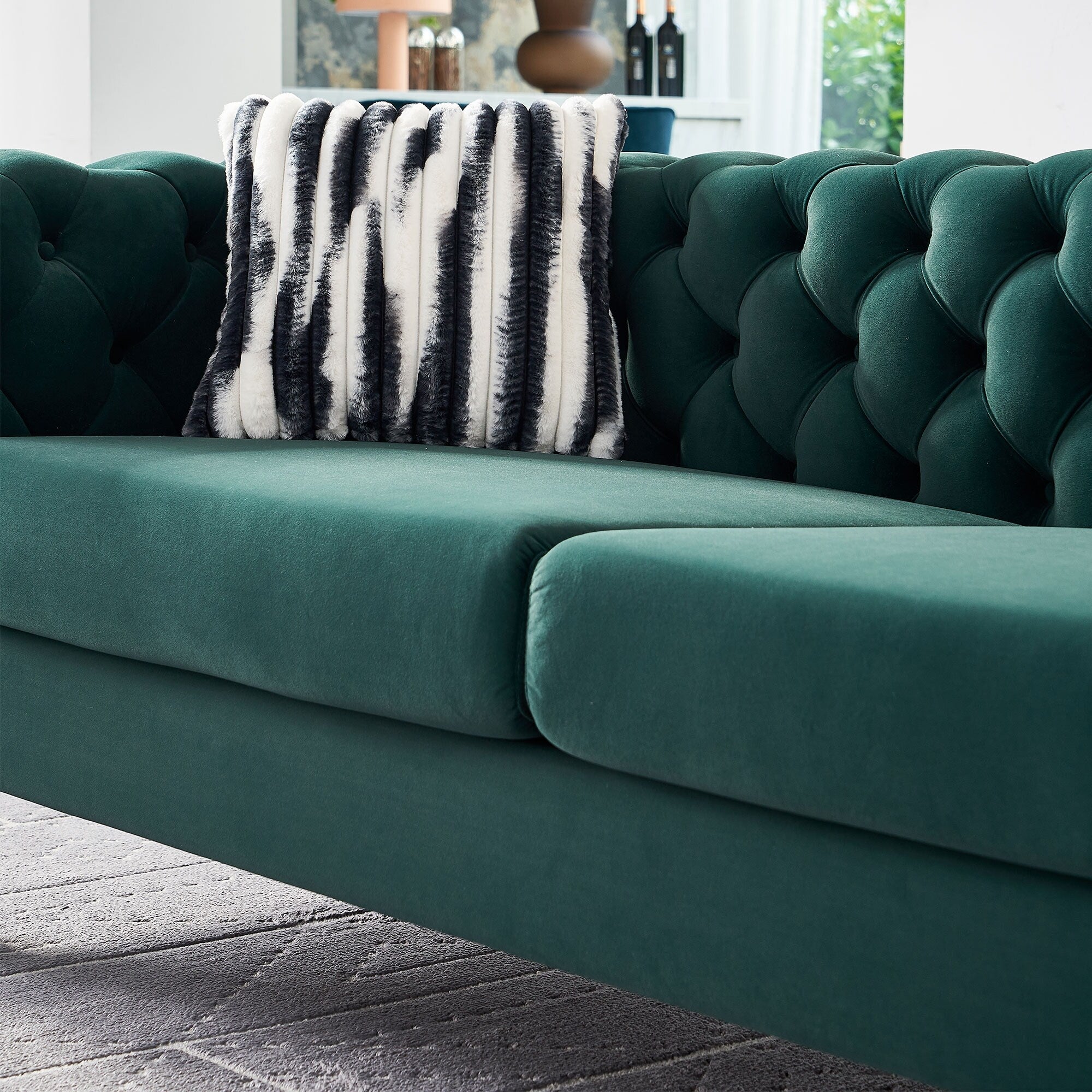 Canapé de salon moderne Chesterfield en velours capitonné