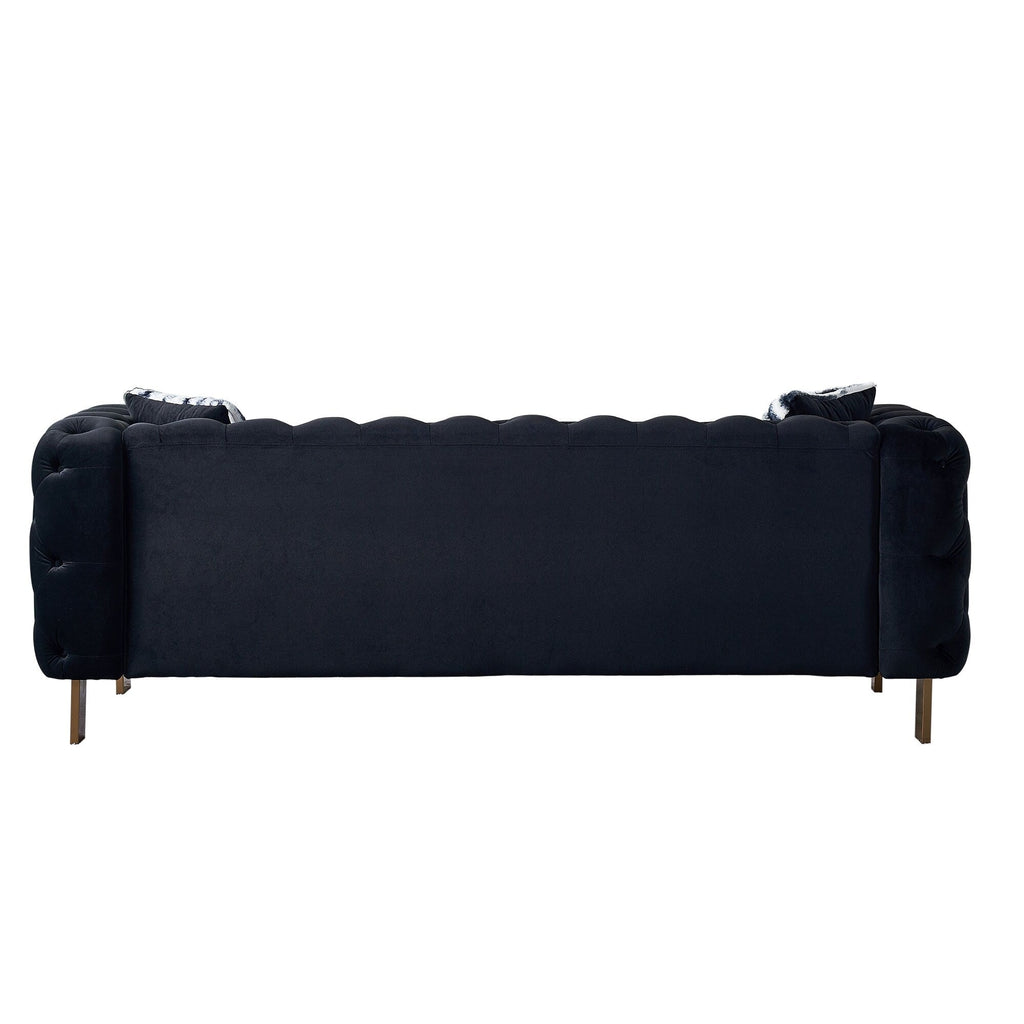 Canapé de salon moderne Chesterfield en velours capitonné