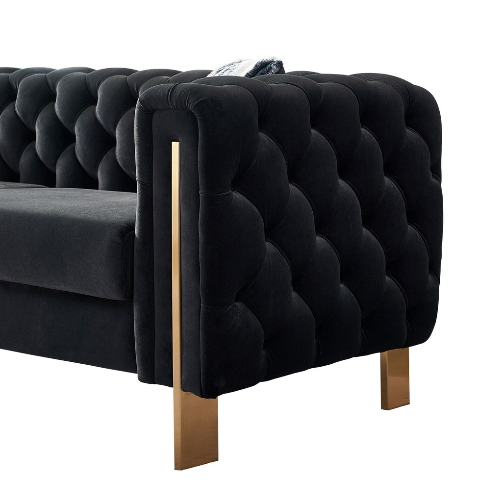 Canapé de salon moderne Chesterfield en velours capitonné