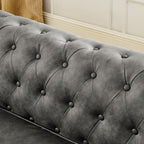 Canapé Chesterfield capitonné 3 places en PU avec accoudoirs à volutes et décoration cloutée