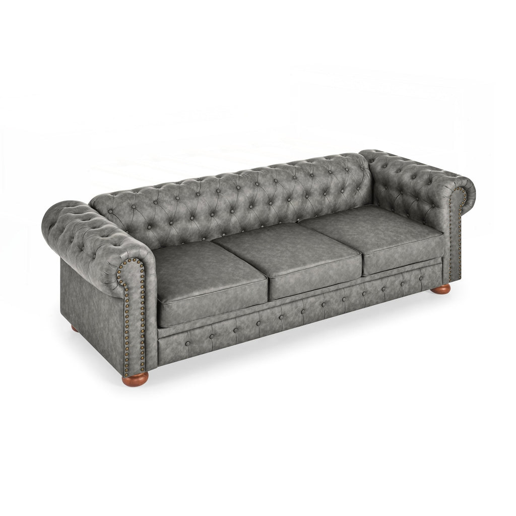 Canapé Chesterfield capitonné rembourré en PU 3 places