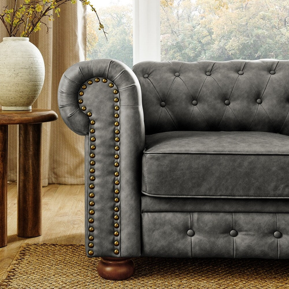 Canapé Chesterfield capitonné rembourré en PU 3 places