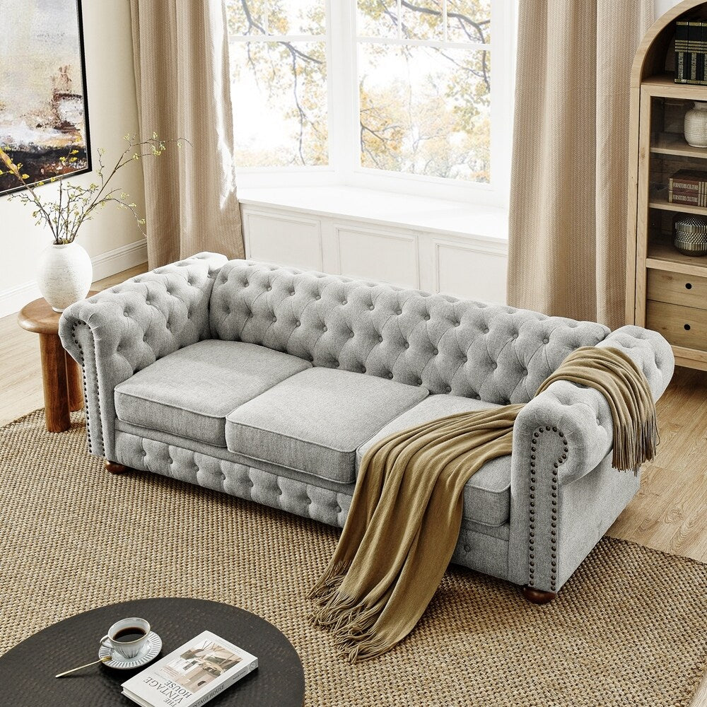 Canapé Chesterfield capitonné rembourré en PU 3 places