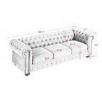 Canapé Chesterfield capitonné rembourré en PU 3 places