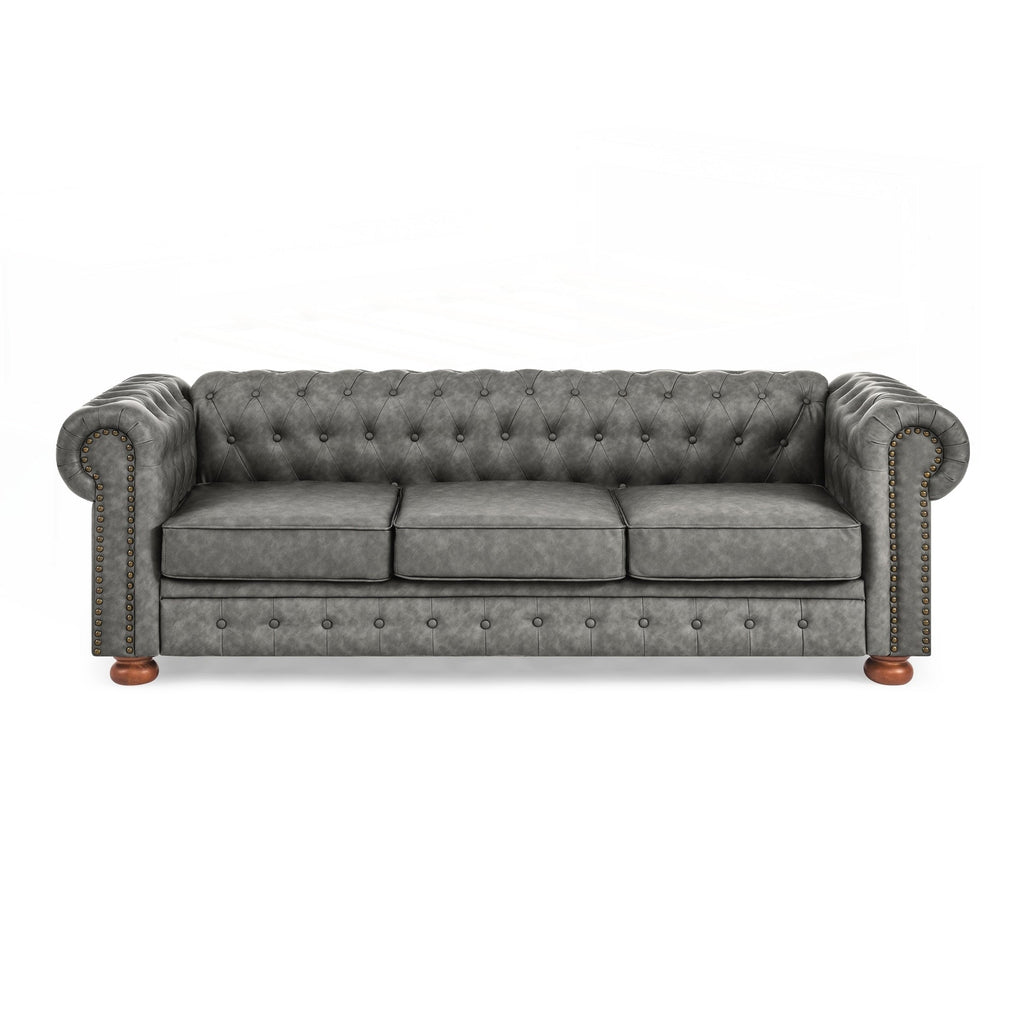 Canapé Chesterfield capitonné rembourré en PU 3 places