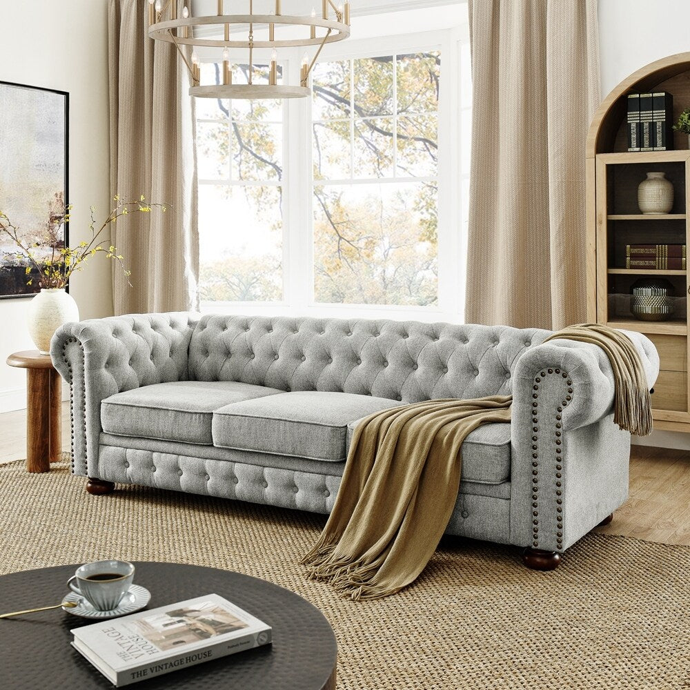 Canapé Chesterfield capitonné rembourré en PU 3 places