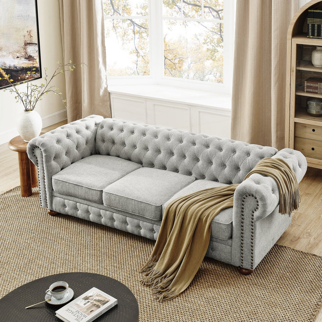 Canapé Chesterfield capitonné rembourré en PU 3 places