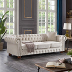 Canapé Chesterfield en tissu lin