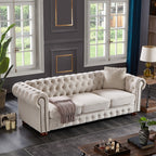 Canapé Chesterfield en tissu lin