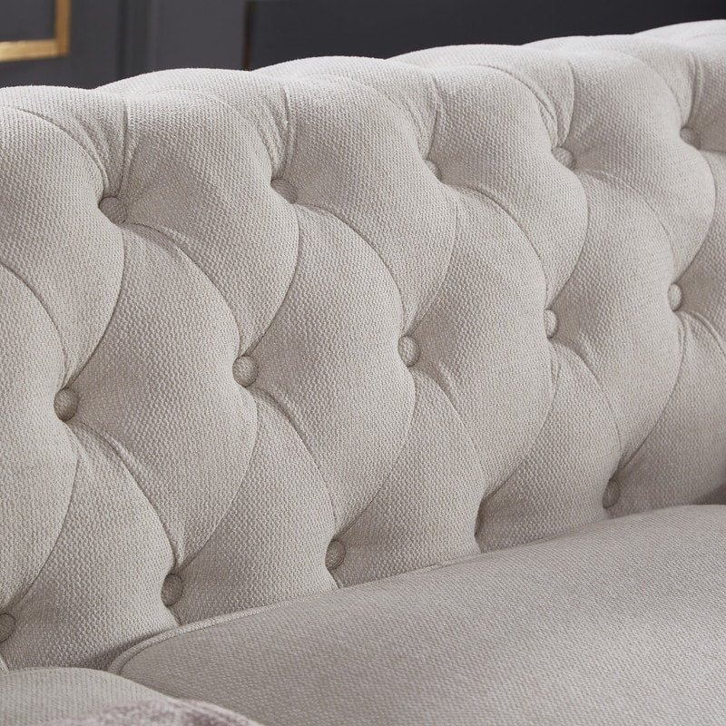 Canapé Chesterfield en tissu lin