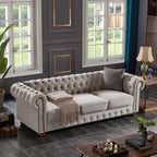 Canapé Chesterfield en tissu lin