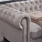 Canapé Chesterfield en tissu lin