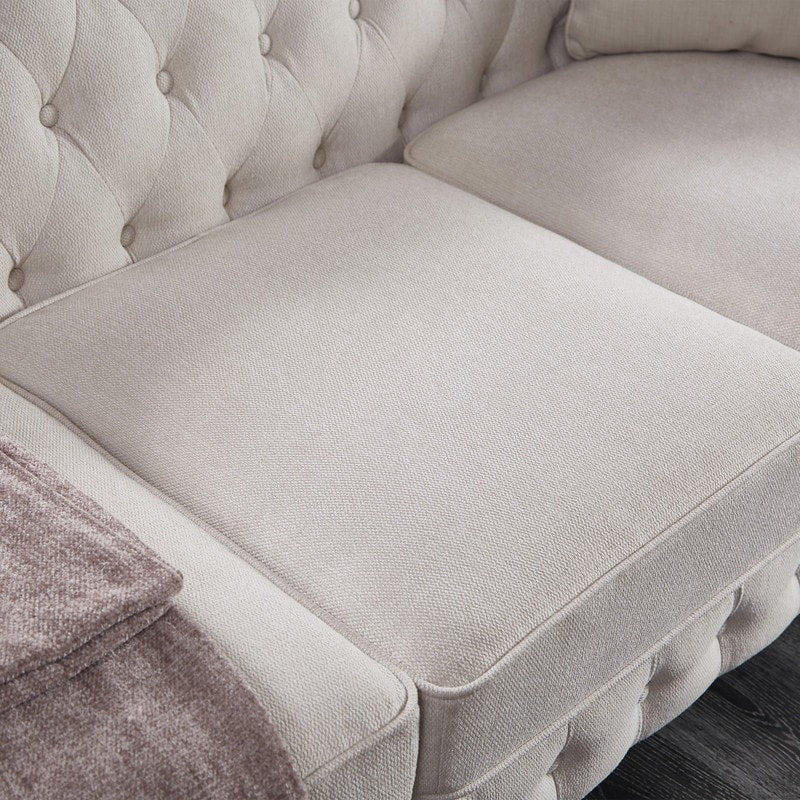 Canapé Chesterfield en tissu lin