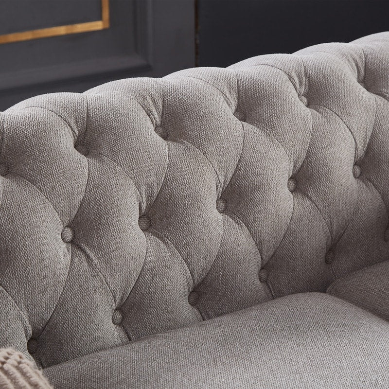 Canapé Chesterfield en tissu lin