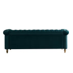 Canapé Chesterfield en velours avec bordure en bande dorée