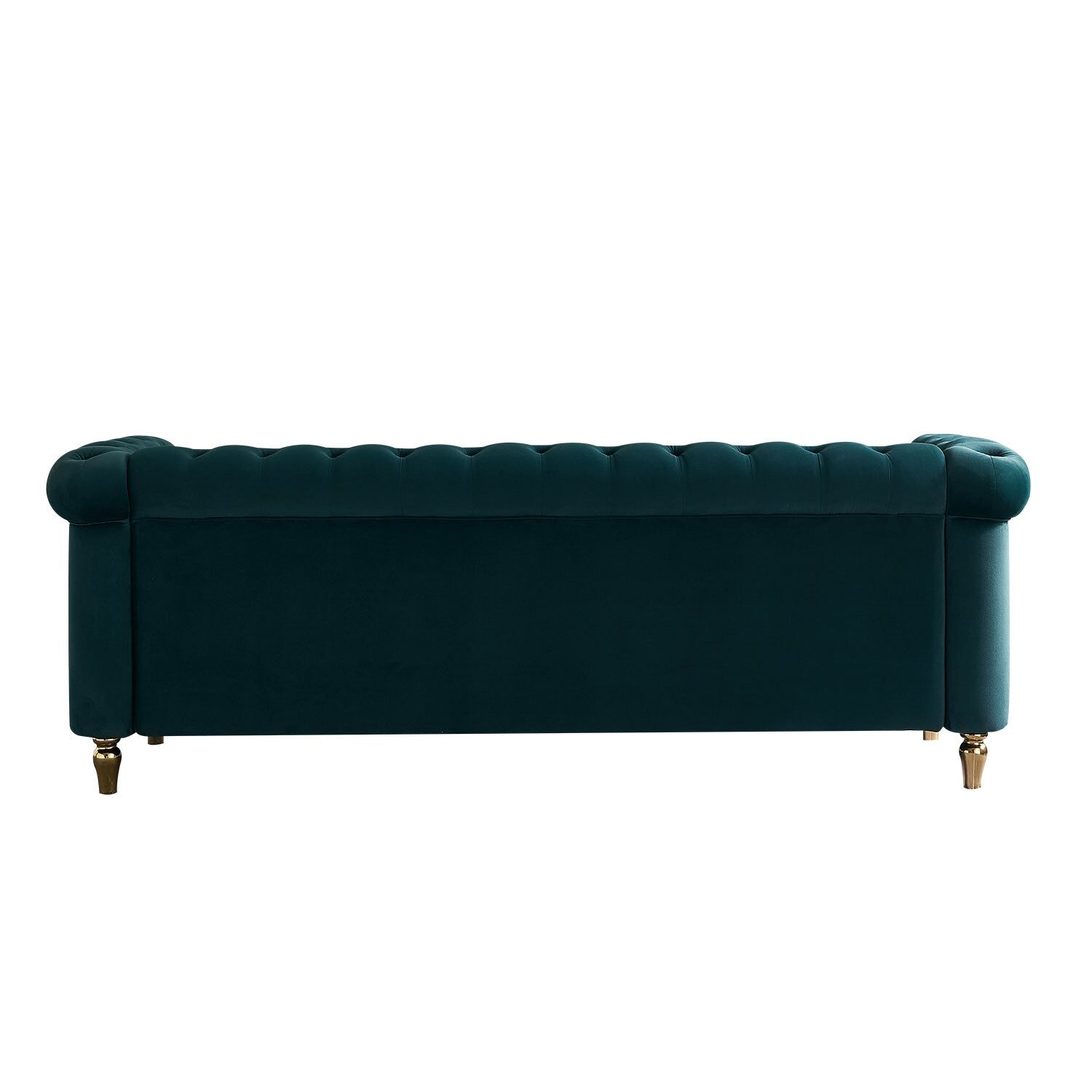 Canapé Chesterfield en velours avec bordure en bande dorée