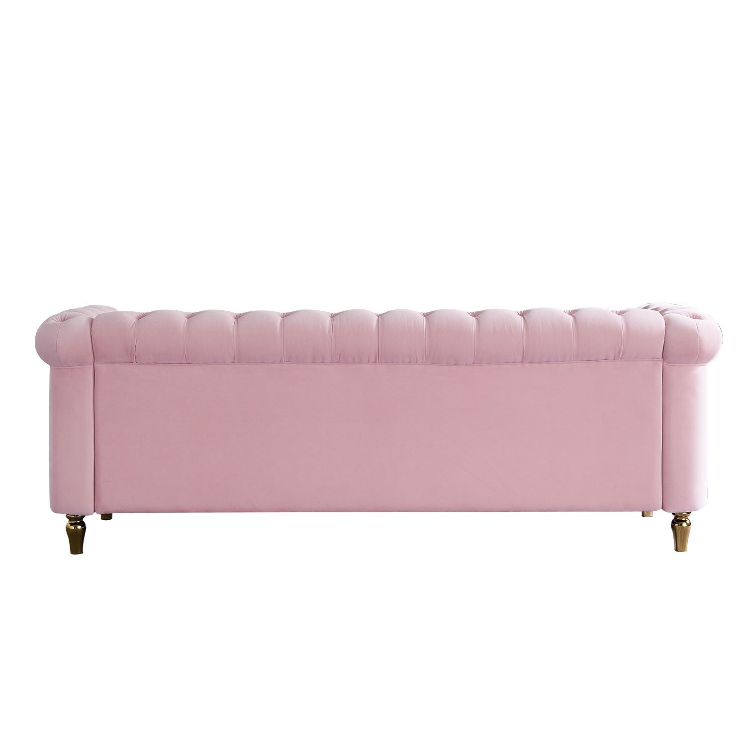 Canapé Chesterfield en velours avec bordure en bande dorée