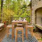 Ensemble de bar bistrot Chic Teak 5 pièces en teck Havana avec table carrée de 35 pouces et 4 tabourets de bar