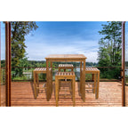 Ensemble de bar bistrot Chic Teak 5 pièces en teck Havana avec table carrée de 35 pouces et 4 tabourets de bar