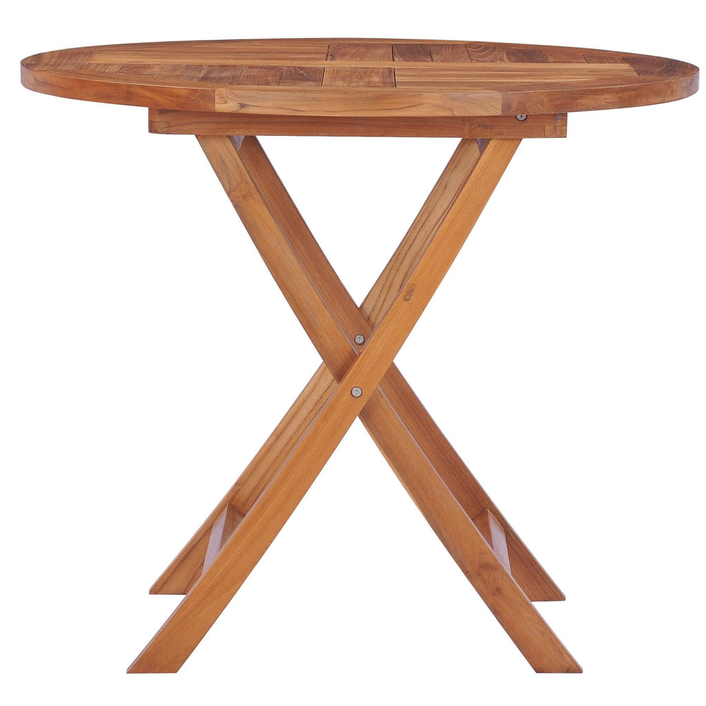 Table de bistro pliante d'extérieur en teck de Californie Chic Teak, 91 cm