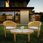 Ensemble de salon de jardin Chic Teak Peanut 3 pièces en teck, 2 chaises et table basse