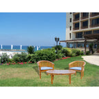 Ensemble de salon de jardin Chic Teak Peanut 3 pièces en teck, 2 chaises et table basse
