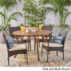 Ensemble de salle à manger d'extérieur Chilton 5 pièces en bois d'acacia et osier par Christopher Knight Home