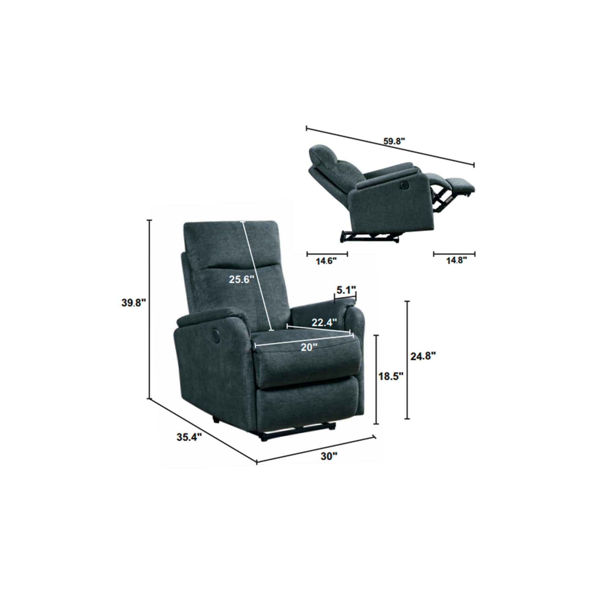 Christopher Knight Home - Fauteuil inclinable électrique Hudson avec chargement USB