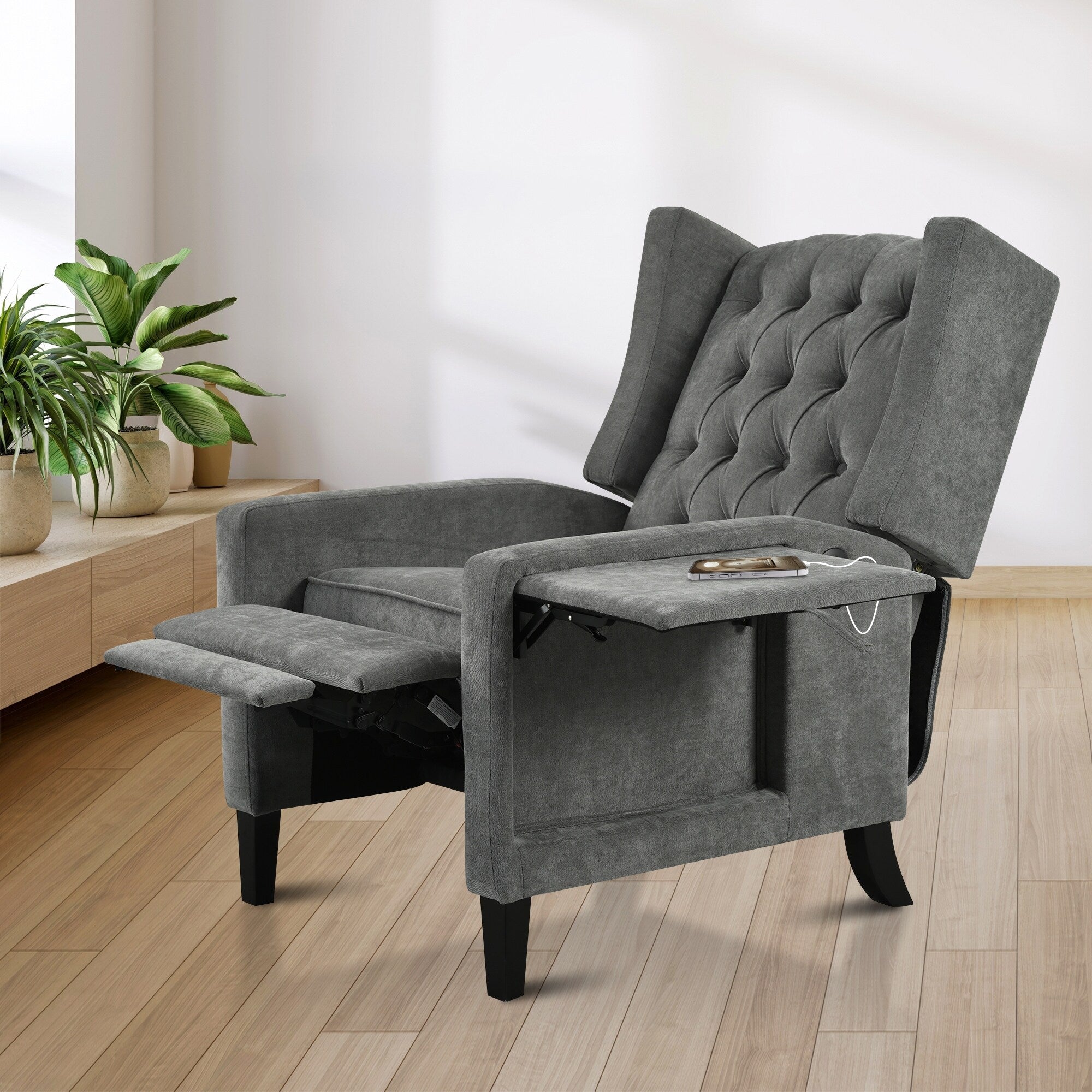 Christopher Knight Home - Fauteuil inclinable manuel Isabella avec table pliable et ports USB