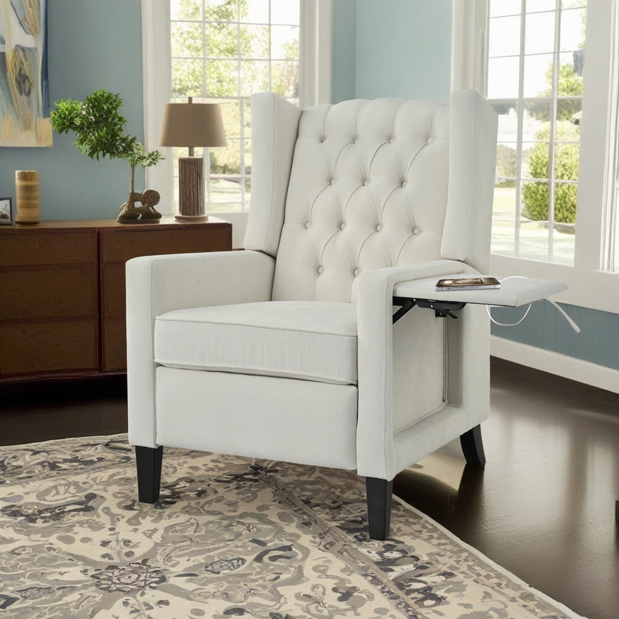 Christopher Knight Home - Fauteuil inclinable manuel Isabella avec table pliable et ports USB