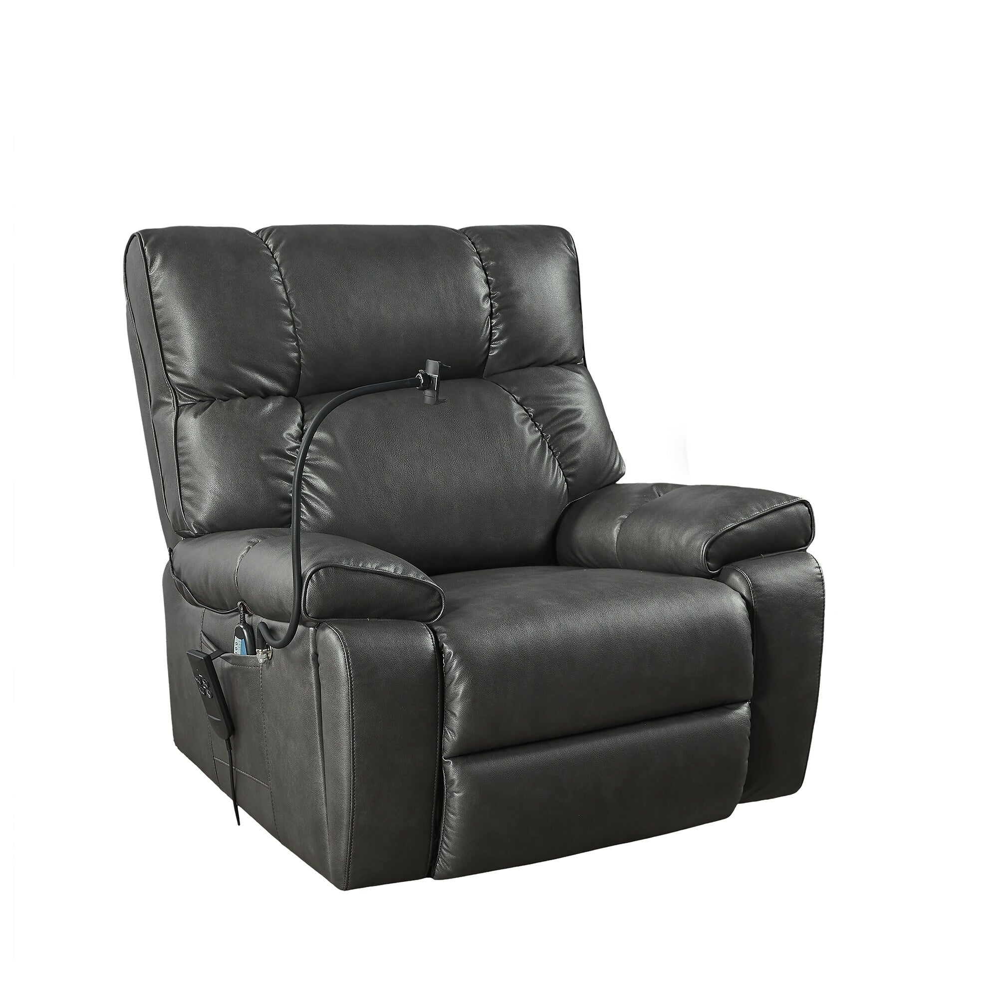 Christopher Knight Home - Fauteuil inclinable électrique avec deux moteurs, massage, chauffage, porte-gobelets et support de téléphone réglable