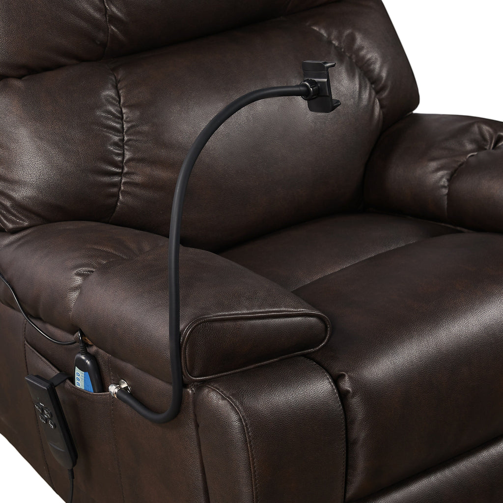 Christopher Knight Home - Fauteuil inclinable électrique avec deux moteurs, massage, chauffage, porte-gobelets et support de téléphone réglable