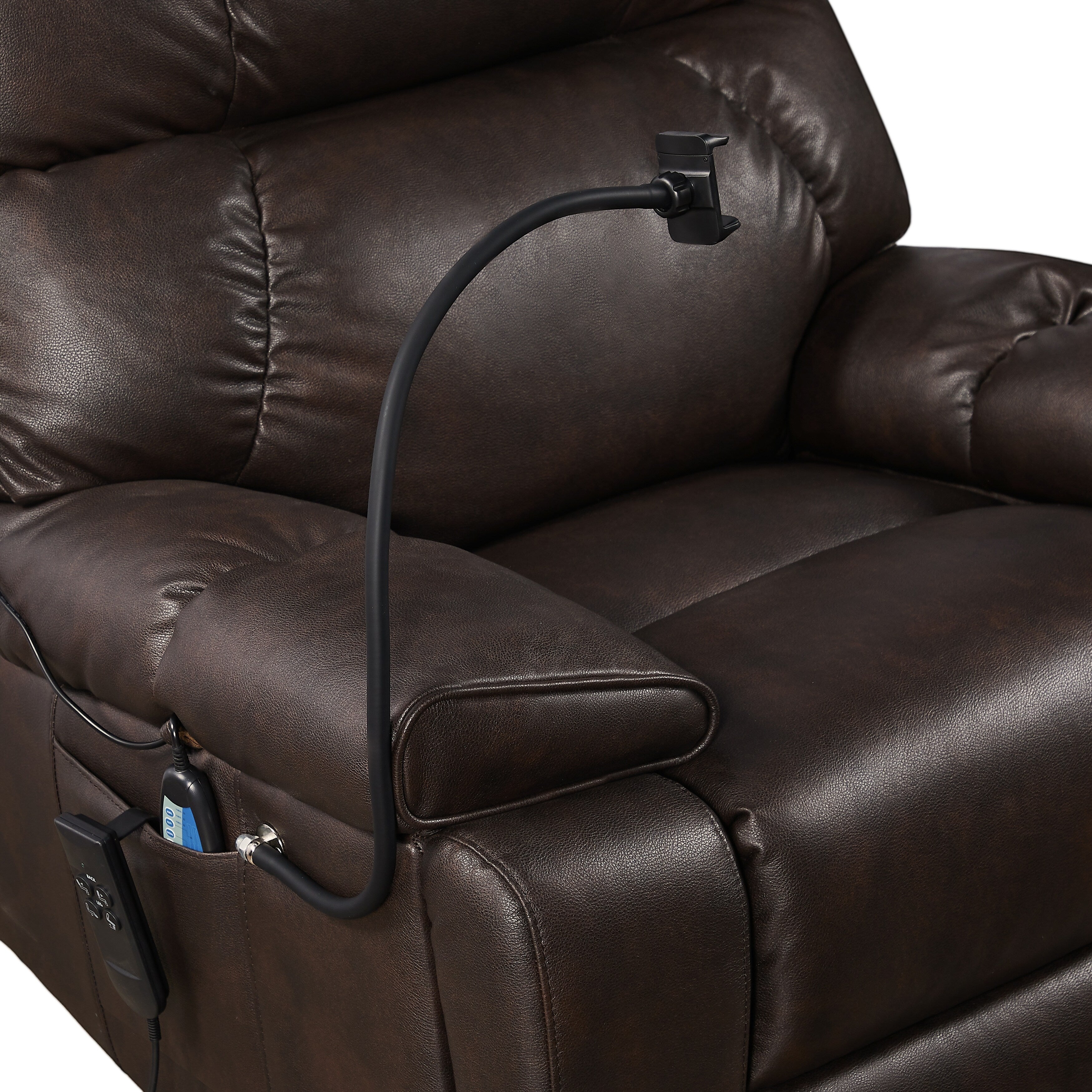 Christopher Knight Home - Fauteuil inclinable électrique avec deux moteurs, massage, chauffage, porte-gobelets et support de téléphone réglable